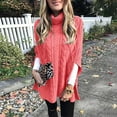 thumbnail image 2 of Duoif Chandails pour Femmes Mode Tendance Col Roulé Couleur Unie Chandail Ample Chandail Châle Chandails pour Femmes Hauts Rouge Melon D\'eau TTTG, 2 of 5