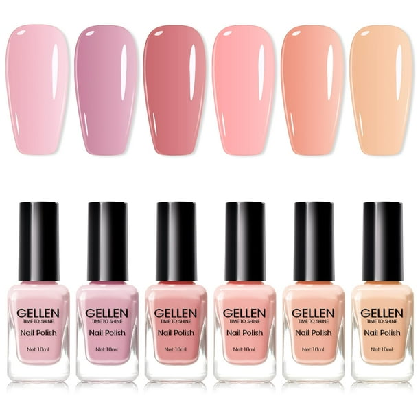 Set de esmaltes de uñas GELLEN Nude Quick Dry Natural, 6 colores