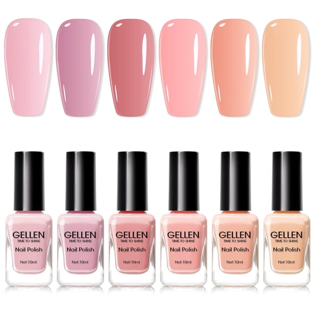 Set de esmaltes de uñas GELLEN Nude Quick Dry Natural, 6 colores