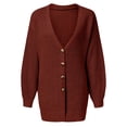 thumbnail image 3 of Gibobby Suéter mujer Chaqueta de punto de manga larga para mujer de gran tamaño con parte delantera abierta(Vino,G), 3 of 5