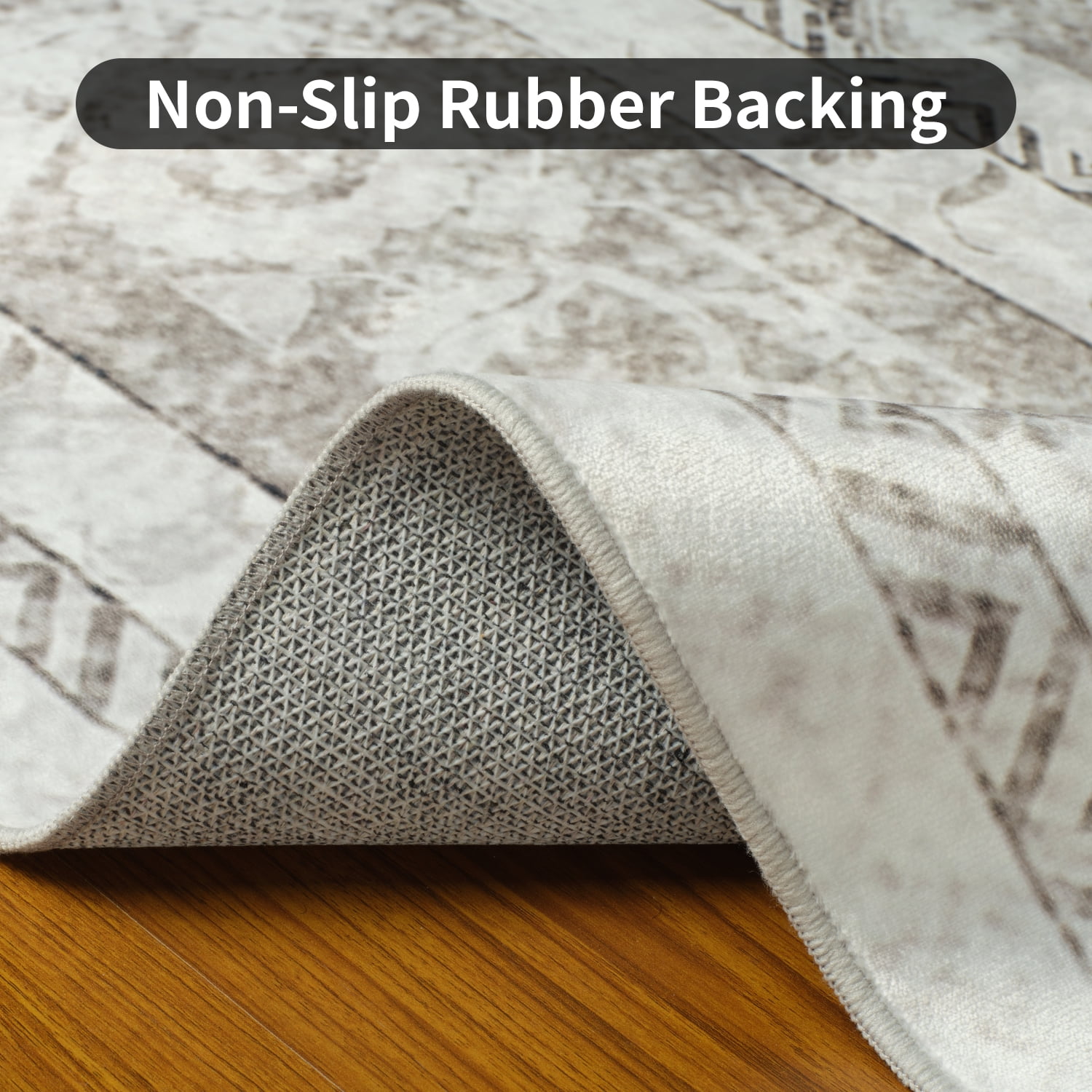SIXHOME Soft Area Rug 9'x12' Washable Rugs for Living Room Non Slip Carpet Vintage Medallion Bedroom Indoor Floor Rugs Distressed Taupe Gray