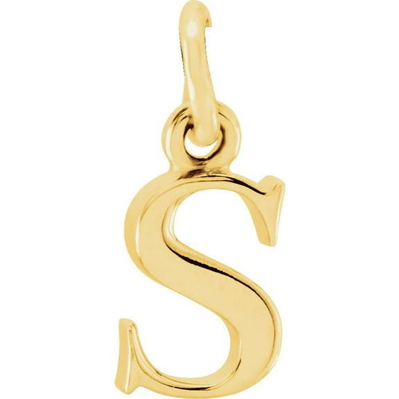 Precious Stars Unisex 14K Yellow Gold Lowercase S Initial Pendant