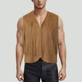 thumbnail image 2 of Sopiago Men's Open Front Sleeveless Fringe Hem Party Club Jacket Vest Outerwear Prom Fringe Vest Men Gold,M, 2 of 7