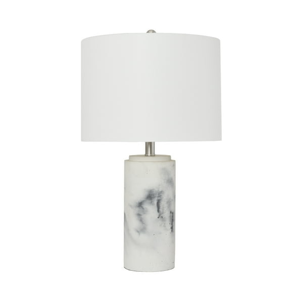 Elegant Designs Modern Marble Table Lamp with Fabric Shade