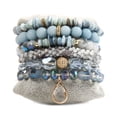 thumbnail image 1 of Set de pulseras bohemias para mujer, 6 piezas, cristal con cuentas y circonitas, 1 of 2