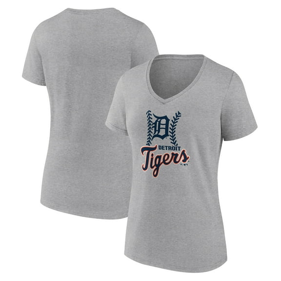 Women's Gray Detroit Tigers Fastball V-Neck T-Shirt