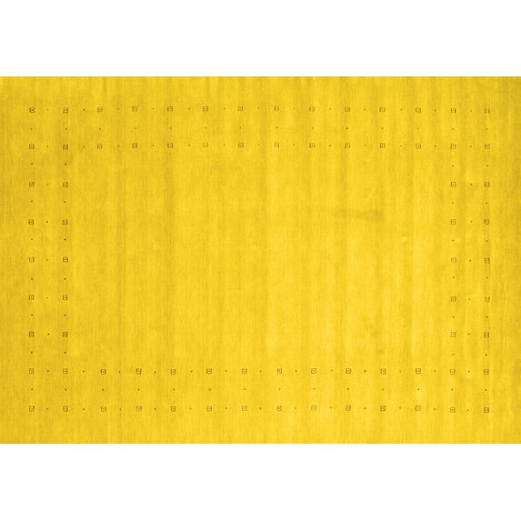 Ahgly Company Machine Washable Indoor Rectangle Solid Yellow Modern Area Rugs, 4' x 6'