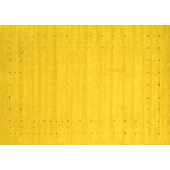 Ahgly Company Machine Washable Indoor Rectangle Solid Yellow Modern Area Rugs, 7' x 10'