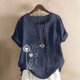 thumbnail image 2 of Vestidos Casuales Para Mujer, Blusas De Mujer De Moda Blusa informal de lino con botones y manga corta estampada para mujer, 2 of 4