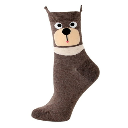 

Huaai socks for women 1 Pair Women Cotton Socks Cat Ear Animal Character Print Women s Winter Socks cute socks Coffee