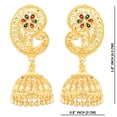 thumbnail image 4 of Efulgenz Indian Jewelry Traditional Gold Tone Peacock Jhumka Jhumki Dangle Earrings Set for Women, Perfect Valentines Day Gifts for Her (Style 1 Gold,Multi), 4 of 6