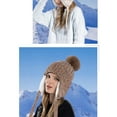 thumbnail image 3 of Luxalzxs Women Winter Peruvian Cover Ears Beanie Hat Earflap Warm Sherpa Fleece Lined Knit Hats with Pompom Outdoor Ski Hat, 3 of 5