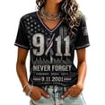 thumbnail image 3 of AHMOMEI 911 25th Anniversary Tshirt Women We Will Never Forget 911 Tshirt American Flag Courage Hope Memorial Women's Short Sleeve Tops 6XL, 3 of 6