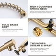 thumbnail image 5 of WOWOW Commercial Kitchen Faucet with Pre-Rinse Sprayer, Brushed Brass Kitchen Sink Faucet Gold Kitchen Faucets for Restaurant, Commercial Spring Faucet 1 or 3 Hole Outdoor Faucet with Deck-plate, 5 of 8