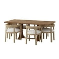 thumbnail image 3 of GDF Studio Ladieu Fabric Upholstered Wood 7 Piece Dining Set, Light Ash and Almond, 3 of 12