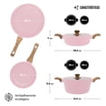 thumbnail image 2 of Batería De Cocina Lovecook con Revestimiento De Mármol Rosa Claro6 Piezas, 2 of 6