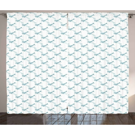 Vintage Airplane Curtains 2 Panels Set Retro Travel Themed