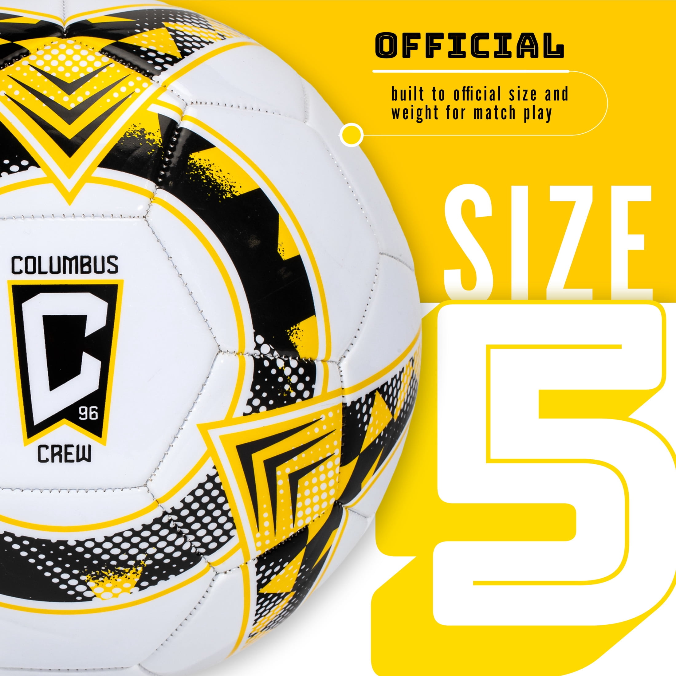 Franklin Sports MLS Columbus Crew SC Soccer Ball - Official Size 5 Soccer Ball - Regulation Size + Weight Soccer Ball for Kids + Adults - Boys + Girls Soccer Ball - Air Pump Included