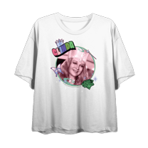 Wizard Of Oz Glinda
 Women's White Crew Neck Short Sleeve Crop Tee-Medium