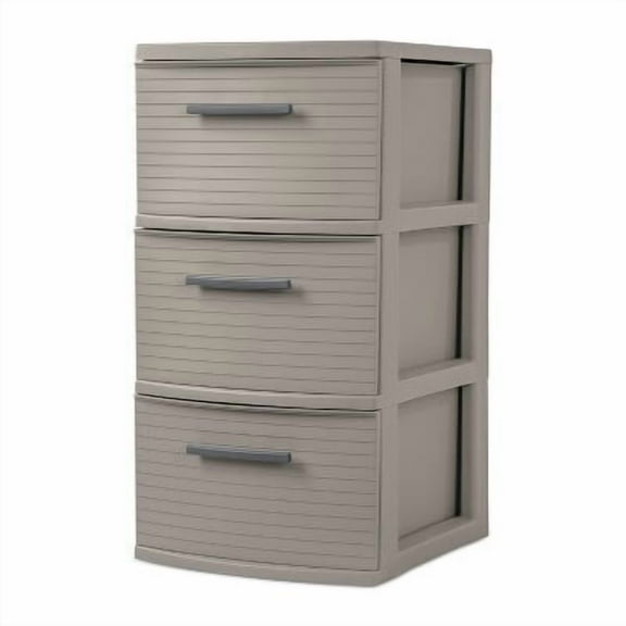 3 Drawer Medium Tower Dark Gray  Plastic Storage Drawers, Portable Universal Storage, No Assembly Required