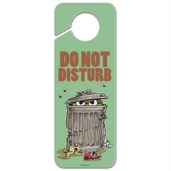 Sesame Street Trash Can Oscar the Grouch Plastic Door Knob Hanger Sign