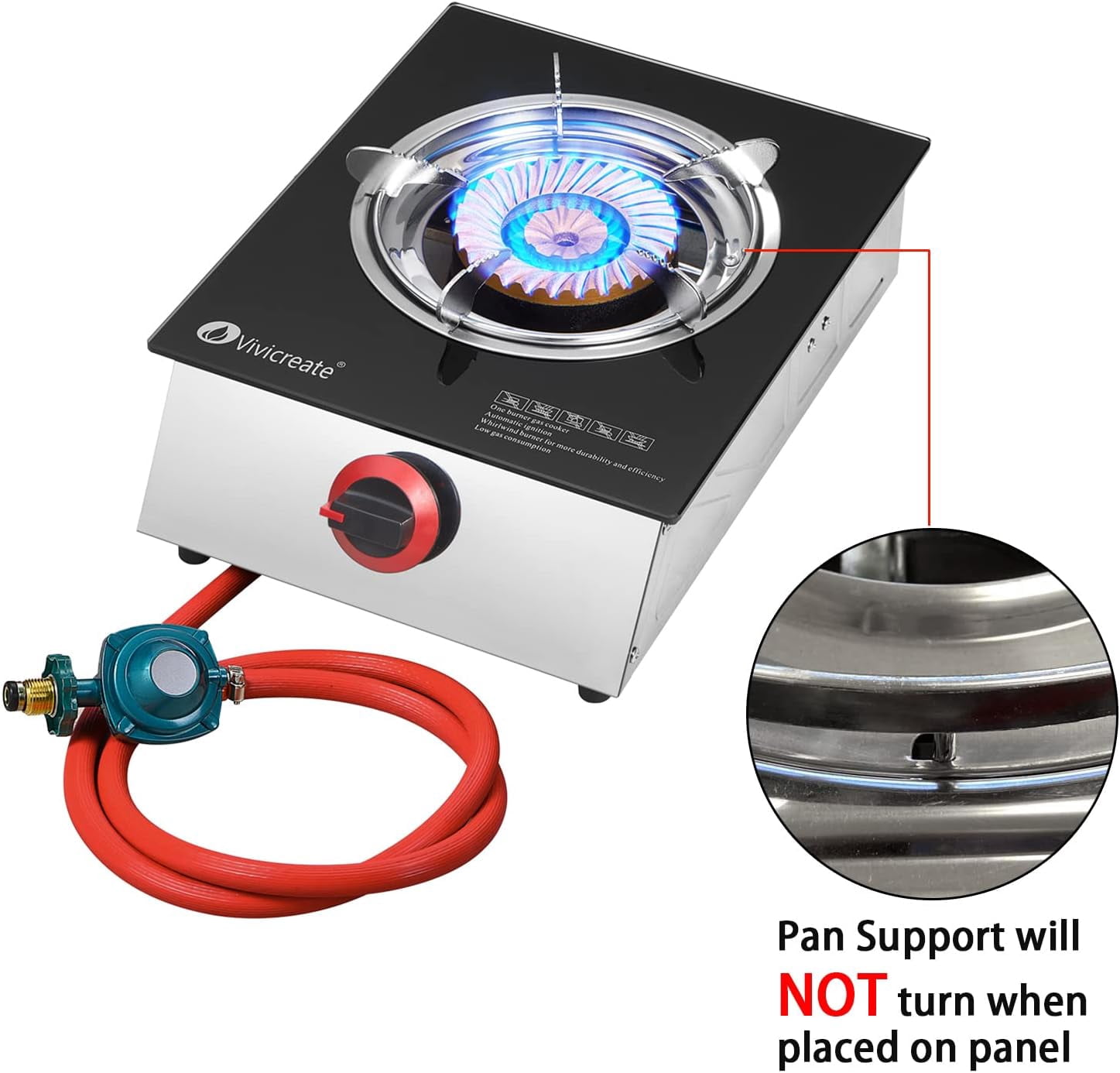 Vivicreate Glass Stove 15000 BTU auto ignition garden camping party propane grill stove cooker burner