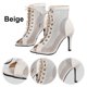 thumbnail image 5 of Mujeres Sandalias Altas Malla Punta Peep Baile para Salón (beige 37), 5 of 8