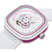 SEVENFRIDAY P-Series Beach Club Automatic Stainless Steel White/Silver Dial White Leather Strap Unisex Watch P3C/12