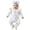 White-NQ2OQ, variant on JFOPQVSM Baby Clothes: Comfortable Soft Breathable Cute Long Sleeved Bodysuit with Slanted Front Button Design and Lace Neckline