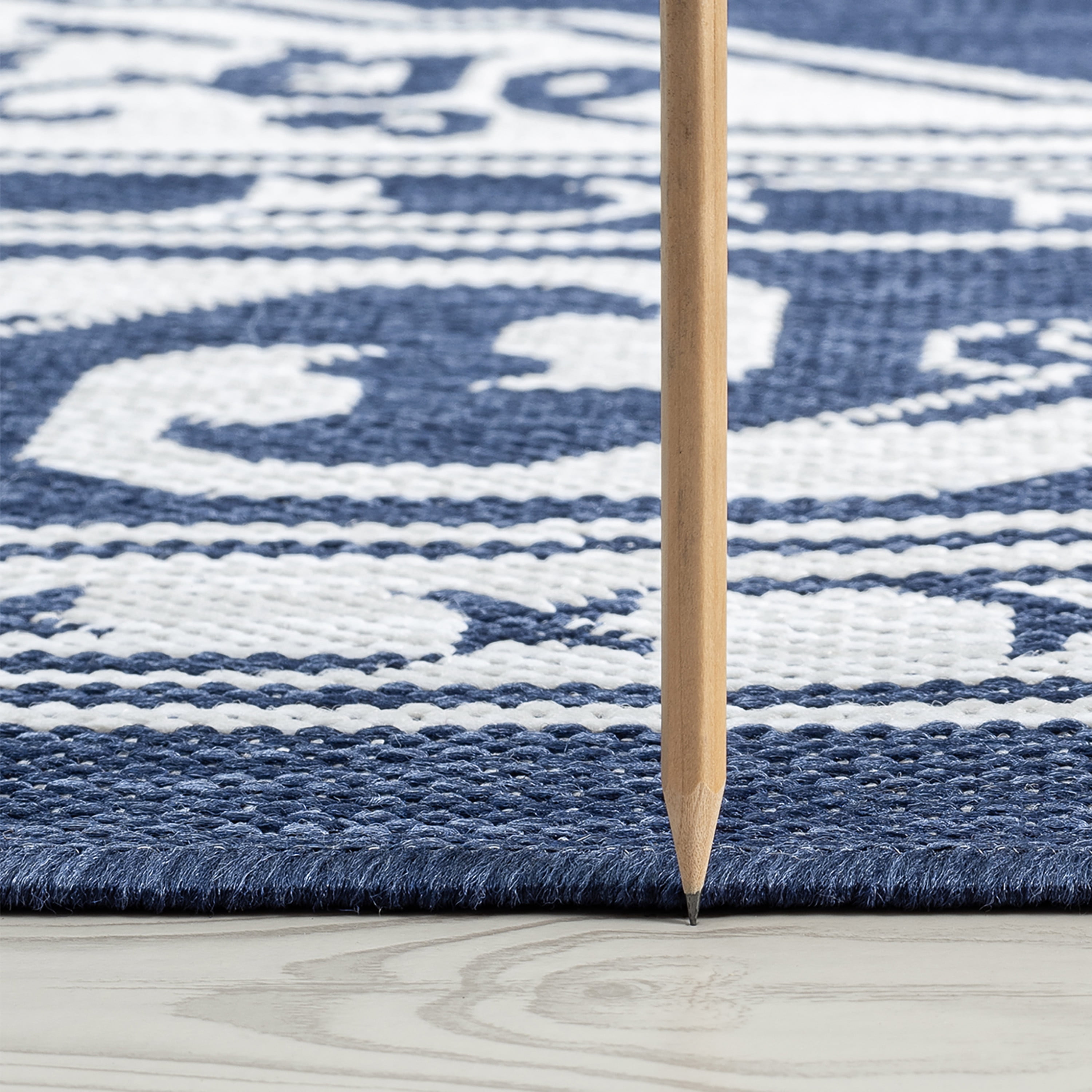 9x12 Water Resistant, Large Indoor Outdoor Rugs for Patios, Front Door Entry, Entryway, Deck, Porch, Balcony | Outside Area Rug for Patio | Navy, Floral | Size: 8'10'' x 12'2''