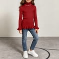 thumbnail image 6 of BLVB Girls Turtleneck Sweaters Pullover Toddler Baby Kids Ribbed Knit Ruffle Long Sleeve Jumper Tops Fall Winter Clothes(Red,2-3 Years), 6 of 8