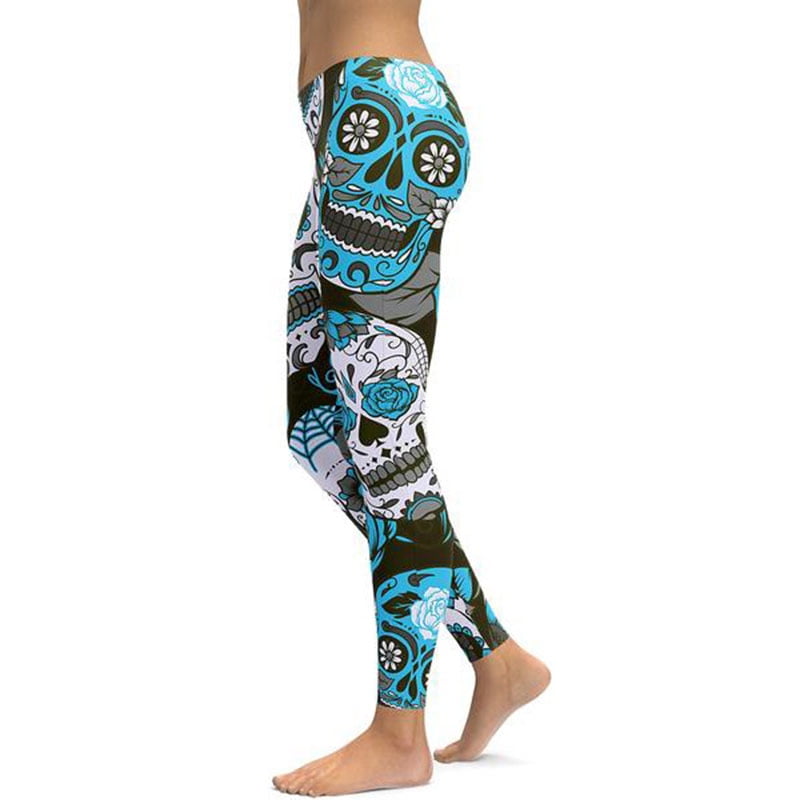 Womens Summer Yoga Pants Skull Print 
