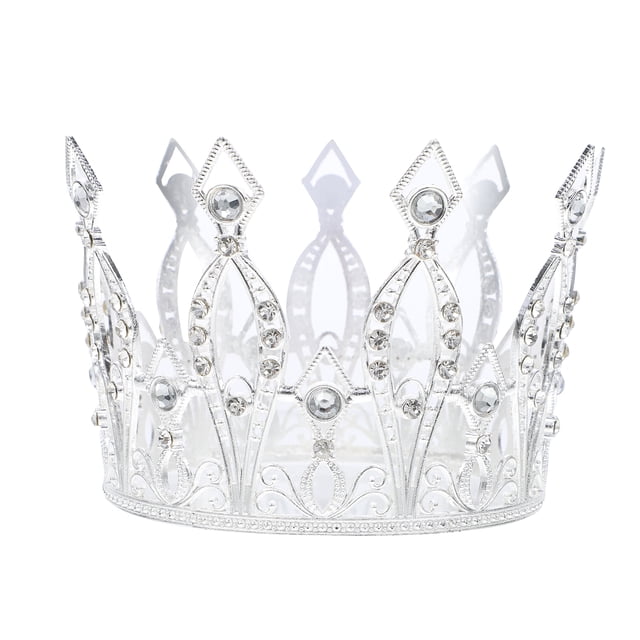 EeaseMX Corona de novia elegante con pedrería, tocado hueco para mujer para fiesta de bodas (estilo adulto, plateado)