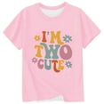 thumbnail image 3 of XAOFW Girl's T-Shirts Short Sleeve Crew Neck Letter Print Kids Fashionable T Shirt Leisure Wear Loose Fit Tee Shirt Holiday Vacation Comfortable Cozy Children Top, 3 of 4