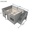 thumbnail image 2 of Harper & Bright Designs Full Size Wood Loft Bed with Storage Drawer and Shelf, Low Loft Bed Frame with Stairs and 7 Colors LED Light for Boys Girls, Gray, 2 of 13