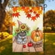 thumbnail image 1 of Bandera de jardín de otoño de 30x45 cm con diseño de calabaza, hoja de arce y motivos de ancianos. Ideal para decorar el hogar, habitaciones o paredes. También disponible en lino., 1 of 7