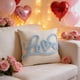 thumbnail image 1 of Funda de almohada bordada con corazón para el Día de San Valentín | Funda decorativa para cojín | Funda de cojín de poliéster lavable a máquina, 1 of 6
