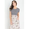 thumbnail image 6 of Eloges Women's Stripe Short Sleeve Contrast Floral Maxi Dress with Pockets, 6 of 6