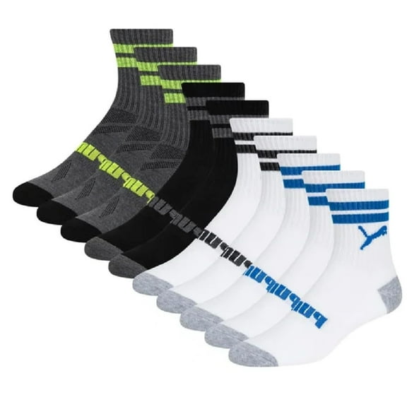 Puma Boys Low Crew Socks, 10 pairs, Youth Size 4-9.5