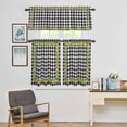 thumbnail image 4 of Kitchen Window Curtains Valance and Tier Set, Rustic Lemon Fruit Green Leaves Rod Pocket Tier Curtain Valance Set, Classic Black White Checker Light Filtering Cafe Curtains for Bedroom Living Room, 4 of 9