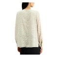 thumbnail image 2 of ALFANI Womens Ivory Animal Print Long Sleeve Scoop Neck Blouse Size: L, 2 of 4
