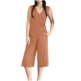 thumbnail image 4 of Riecok Loungewear Sets for Women Plus Size 2 Piece Ruffle Soft Pajama Sets Short Sleeve Top and Capris Summer Sleepwear, 4 of 5
