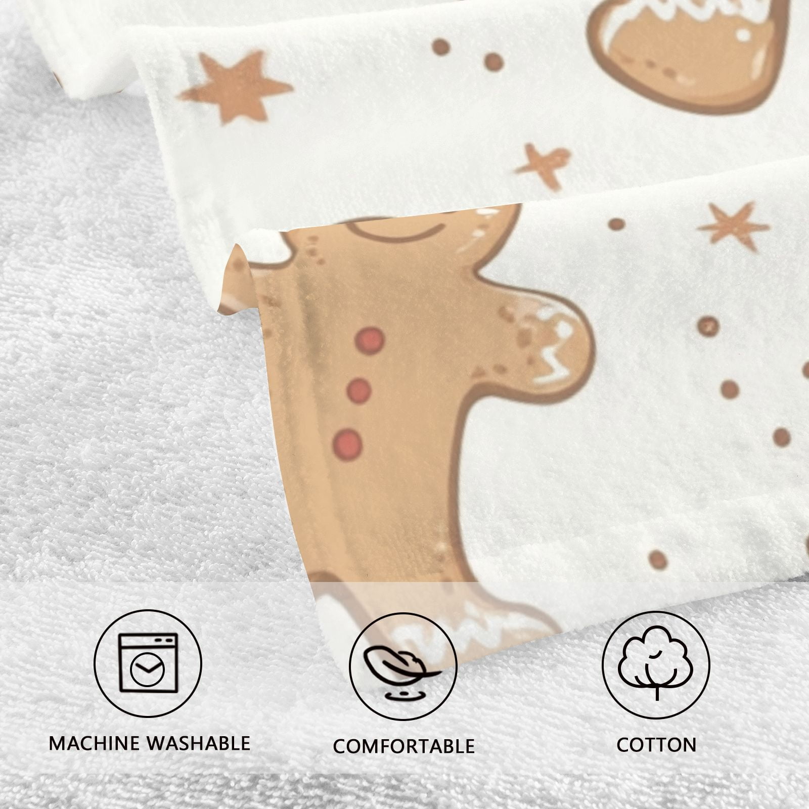 Gingerbread Cute Hand Towels Cotton Bath Towels Large Face Towels Absorbent for Bathroom 2 Packs