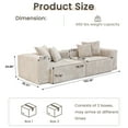 thumbnail image 4 of Magic Home Convertible Sectional Sofa Modular Couch,Modern Corduroy Sofa with Pillows for Living Room,Apartment and Small Space,2-Seat Sofa,Beige, 4 of 15