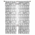 thumbnail image 2 of Grey White Leaves Semi Sheer Window Curtains 108 Inches Long, Spring Pastoral Rustic Botanical Rod Pocket Voile Silky Chiffon Curtain Treatment Drapes for Kitchen, Living Room, 52"x108", 2 Panels, 2 of 9