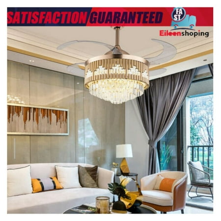 

WANCQ 42 Retractable Invisible Ceiling Fan Light LED Chandelier Lamp w/