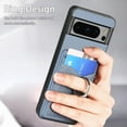 thumbnail image 6 of Allytechgroup Cards Holder Wallet Case for Apple Google Pixel 7, PU Leather Slim Fit Shell Vintage Cards Slots Ring Holder Stand Easy Grip Phone Case for Google Pixel 7, Blue, 6 of 7