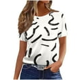 thumbnail image 2 of Women's Tops Under $10 Free Shpping Casual And Fashionable Printed T-shirt With Round Neck And Short Sleeved Top, 2 of 4