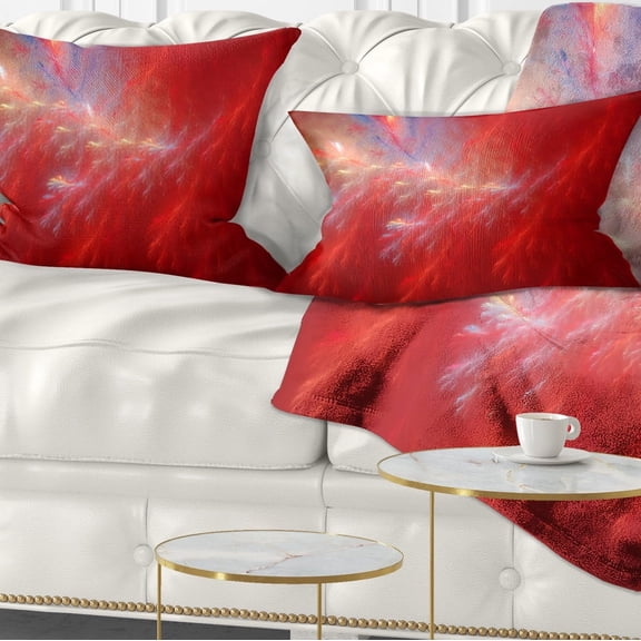 Designart Mystic Red Thunder Sky - Abstract Throw Pillow - 12x20