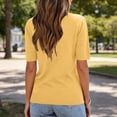 thumbnail image 7 of CYMMPU Women's Summer Casual Solid Color Crew Neck T-Shirt, Short Sleeve Relaxed Fit Everyday Basic Tee Yellow L, 7 of 7